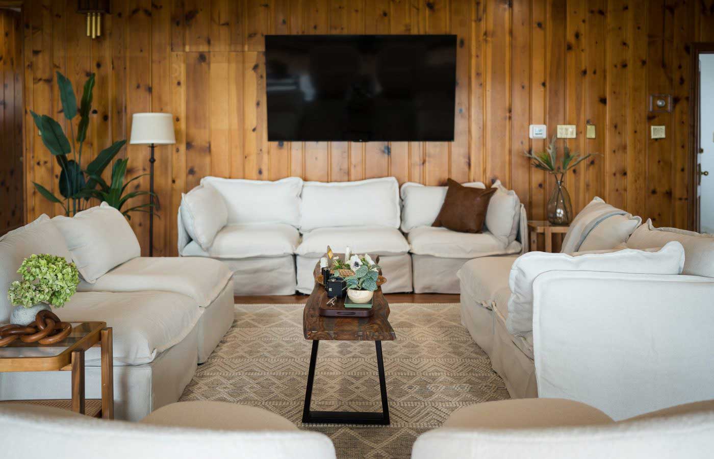 Lodge living room with new sofa and conversation space Lodge living room with new sofa and conversation space