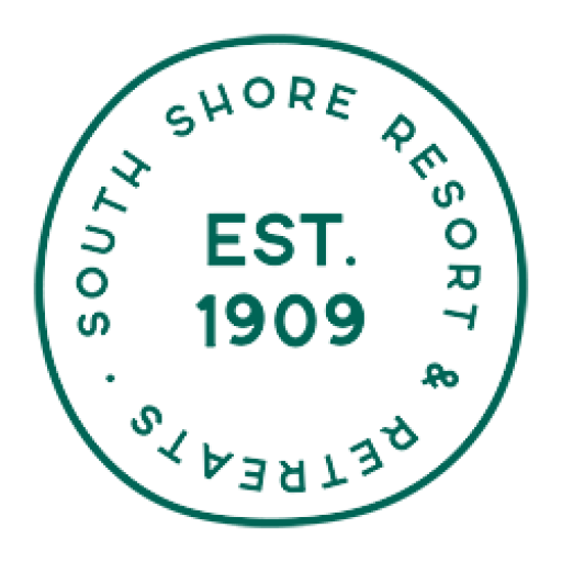 Circular logo reading "Est. 1909 South Shore Resort and Retreats" in green text, symbolizing a historic and welcoming Michigan resort for peaceful getaways and memorable retreats.| South Shore Resort & Retreats in West Michigan