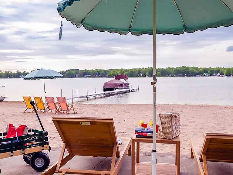 Private beach access at South Shore Resort & Retreats western Michigan family reunion